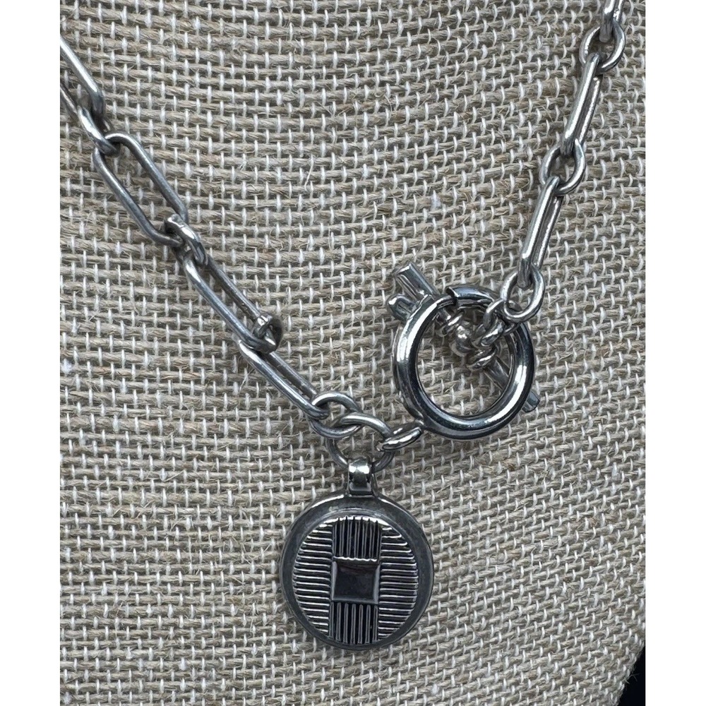 Lauren Ralph Lauren LRL Paperclip Link Toggle Necklace Silver Tone 16" Choker